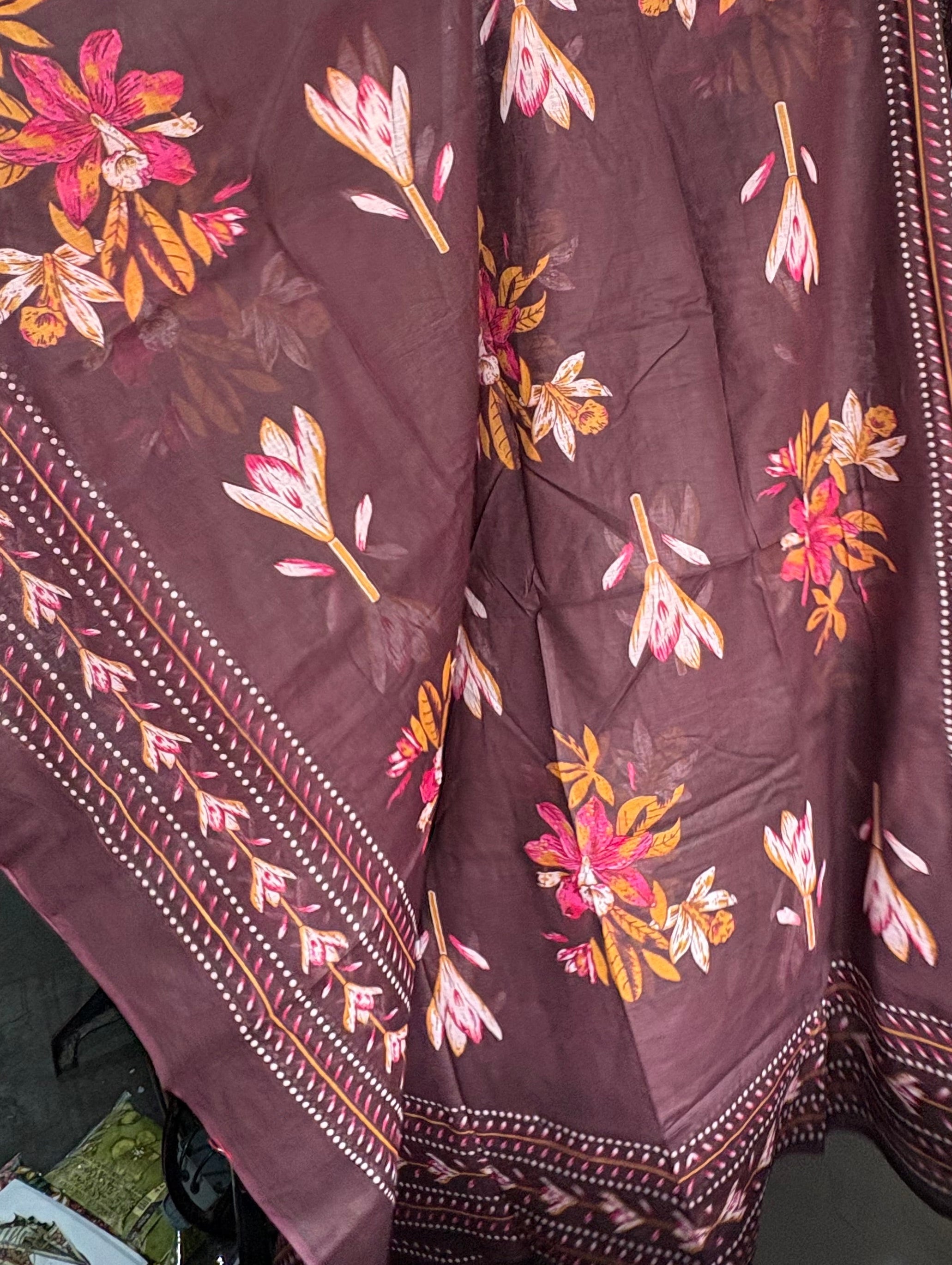 Royal Wine Floral Suit Set (freesize)